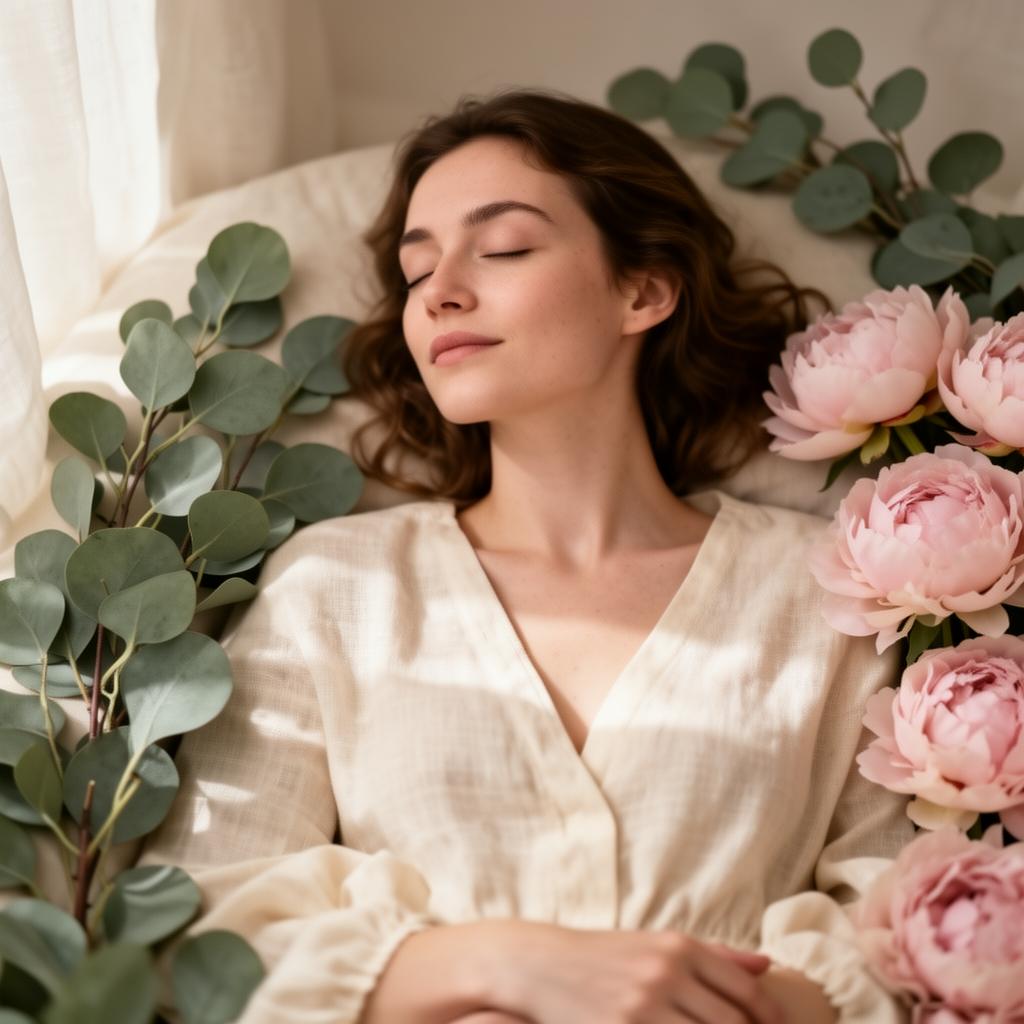 Mujer descansando en calma